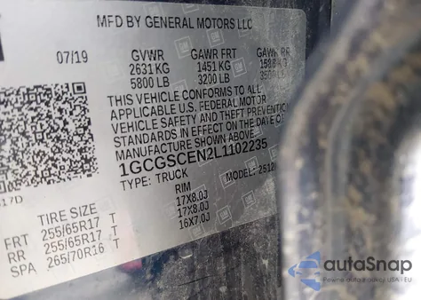 2020 Chevrolet Colorado из США, поврежденный, VIN 1GCGSCEN2L1102235